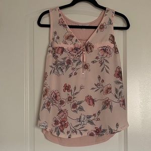 CANDIES PINK & FLORAL ZIP FRONT TANK TOP SIZE M